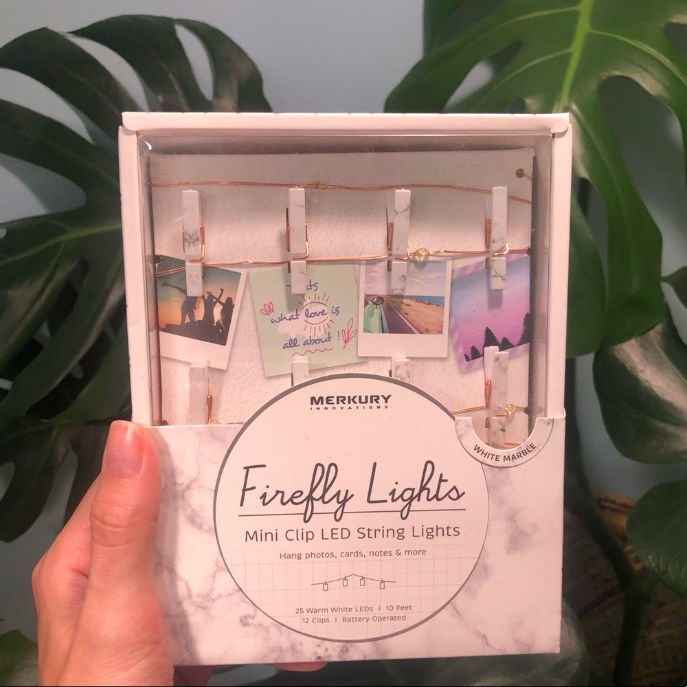 LED twinkle lights with Polaroid photo clips